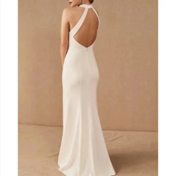 NWT BHLDN Montreal Juliana Crepe Maxi Dress Ivory White Wedding Cocktail Halter - Picture 4 of 8